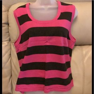Tommy Hilfiger Pink/Brown striped sweater vest-XL